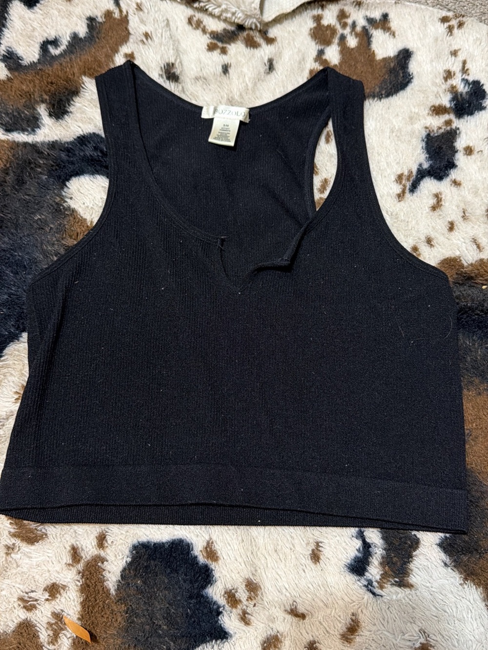 Bozzolo Black Ribbed Racerback Crop Tank